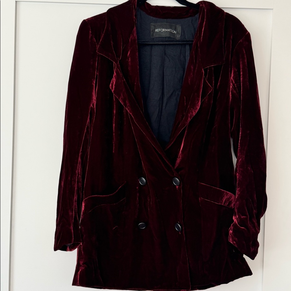 Reformation Velvet Burgundy Blazer